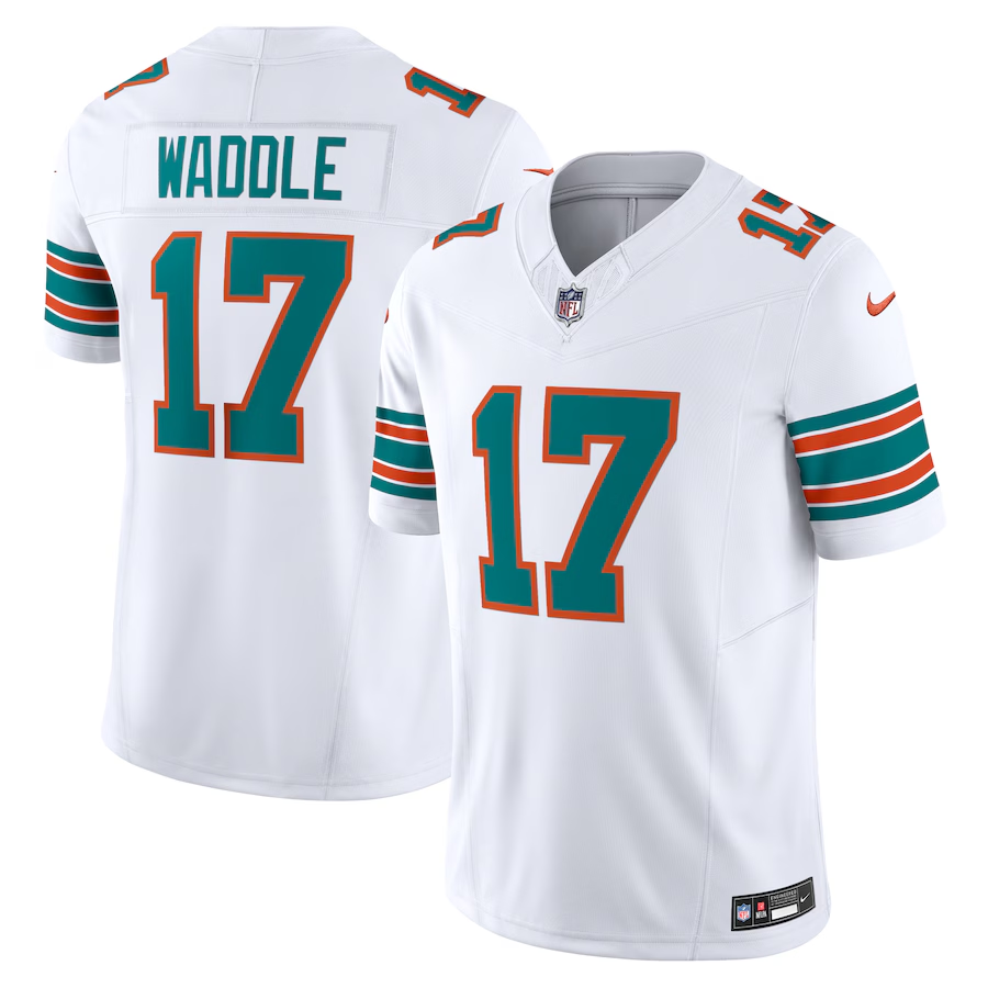 Miami Dolphins #17 Jaylen Waddle Nike White Vapor F.U.S.E. Limited Jersey