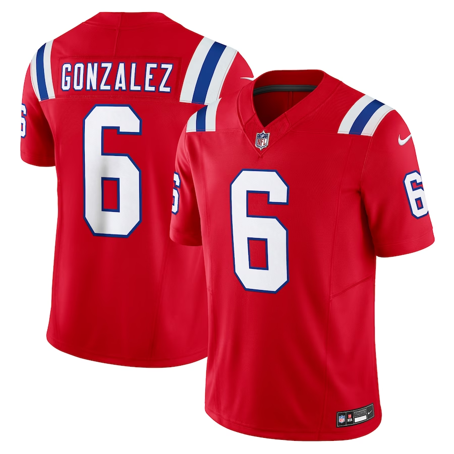 New England Patriots #6 Christian Gonzalez Nike Red Vapor F.U.S.E. Limited Jersey