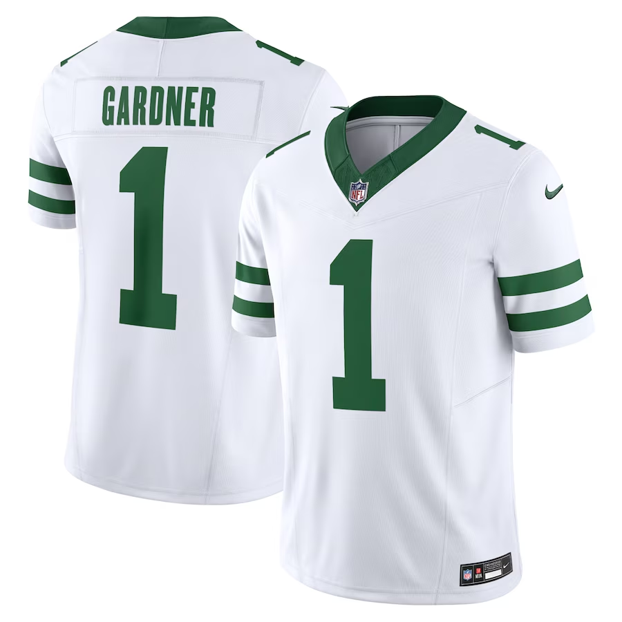 New York Jets #1 Ahmad Sauce Gardner Nike White Vapor F.U.S.E. Limited Jersey