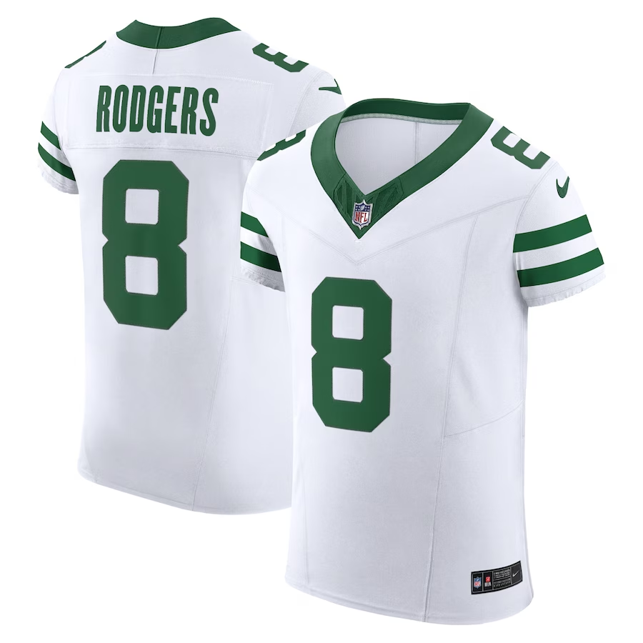 New York Jets #8 Aaron Rodgers Nike White Alternate Vapor F.U.S.E. Elite Jersey