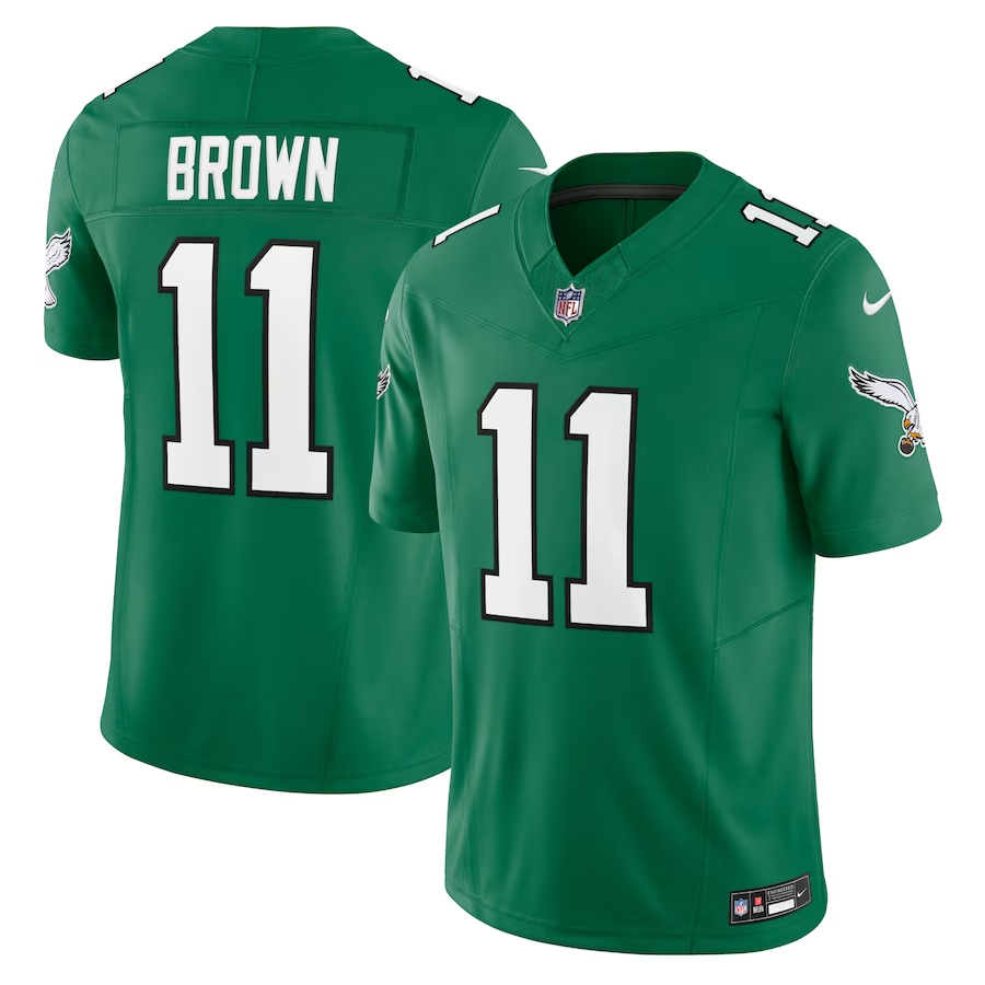 Philadelphia Eagles #11 A.J. Brown Kelly Nike Green Vapor F.U.S.E. Limited Jersey