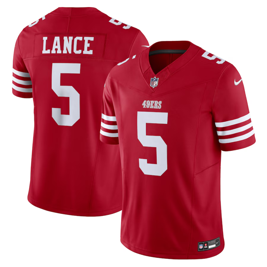 San Francisco 49ers #5 Trey Lance Scarlet Nike Vapor F.U.S.E. Limited Jersey (2)