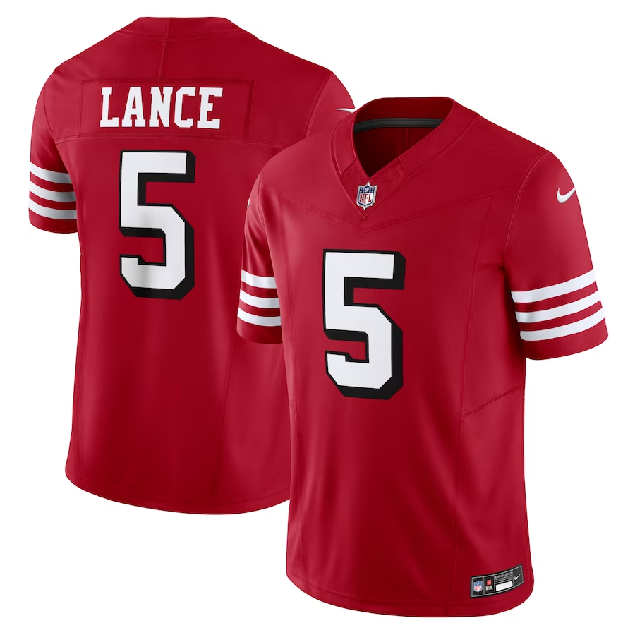 San Francisco 49ers #5 Trey Lance Scarlet Nike Vapor F.U.S.E. Limited Jersey