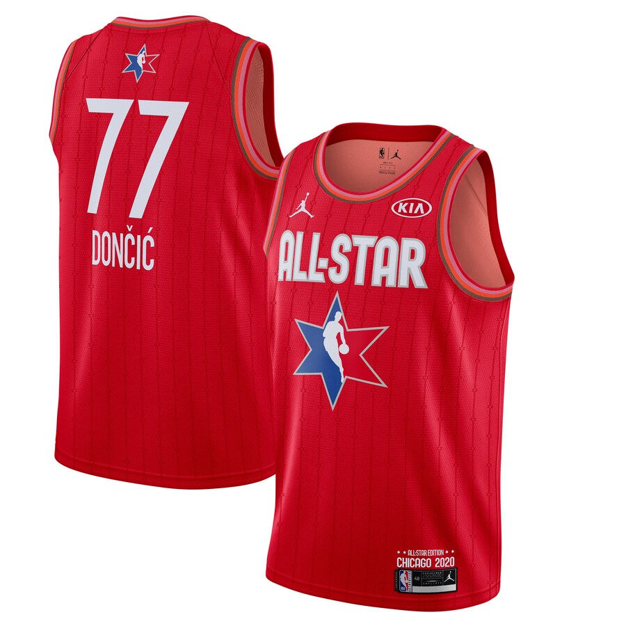 Men’s Dallas Mavericks #77 Luka Doncic Red Jordan Brand 2020 All-Star Game Swingman Stitched NBA Jersey