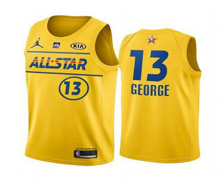 Men’s 2021 All-Star #13 Paul George Yellow Western Conference Stitched NBA Jersey