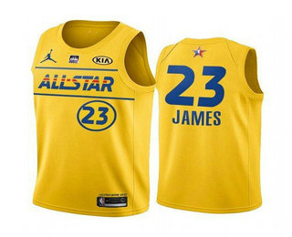 Men’s 2021 All-Star #23 LeBron James Yellow Western Conference Stitched NBA Jersey