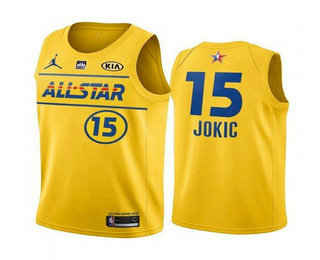 Men’s 2021 All-Star #15 ikola Jokic Yellow Western Conference Stitched NBA Jersey