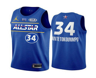 Men’s 2021 All-Star #34 Giannis Antetokounmpo Blue Eastern Conference Stitched NBA Jersey