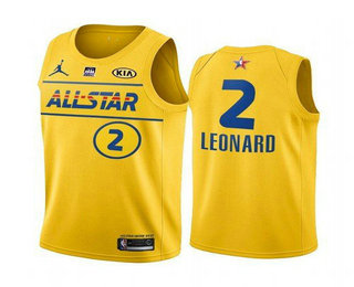 Men’s 2021 All-Star #2 Kawhi Leonard Yellow Western Conference Stitched NBA Jersey