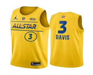 Men’s 2021 All-Star #3 Anthony Davis Yellow Western Conference Stitched NBA Jersey
