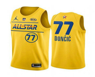 Men’s 2021 All-Star #77 Luka Doncic Yellow Western Conference Stitched NBA Jersey