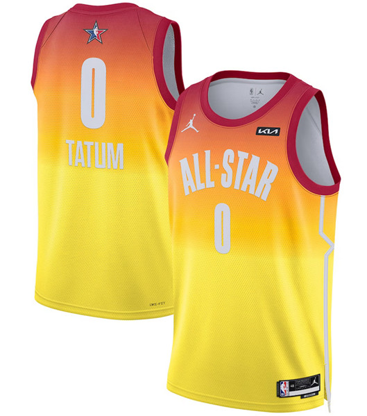Men’s 2023 All-Star #0 Jayson Tatum Orange Game Swingman Stitched Basketball Jersey