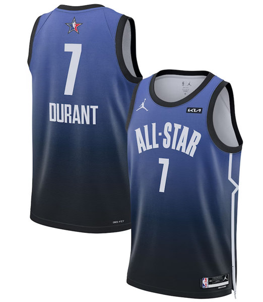 Men’s 2023 All-Star #7 Kevin Durant Blue Game Swingman Stitched Basketball Jersey