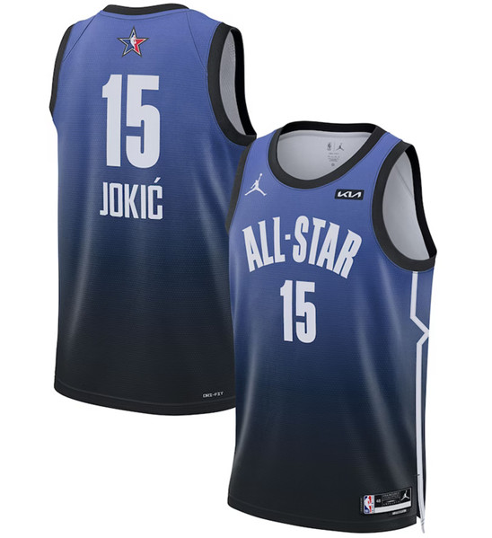 Men’s 2023 All-Star #15 Nikola Jokic Blue Game Swingman Stitched Basketball Jersey