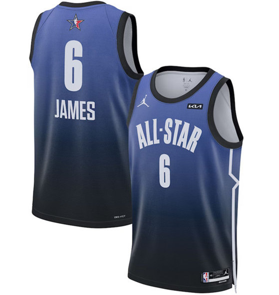 Men’s 2023 All-Star #6 LeBron James Blue Game Swingman Stitched Basketball Jersey