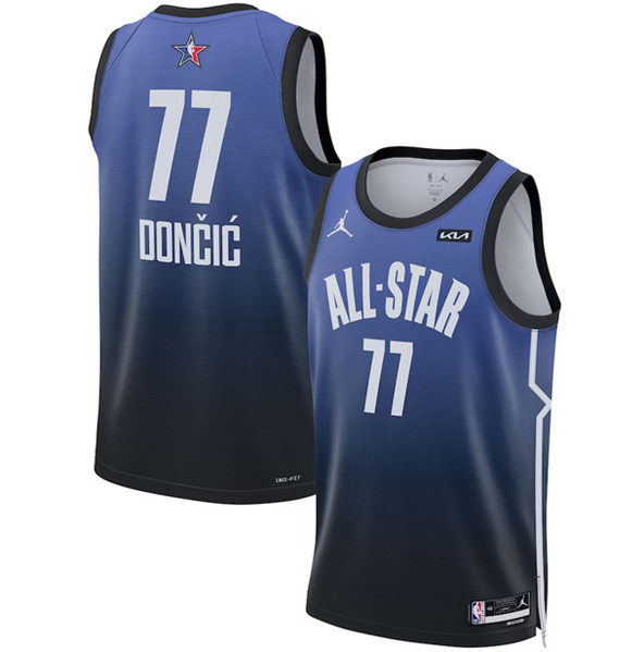 Men’s 2023 All-Star #77 Luka Doncic Blue Game Swingman Stitched Basketball Jersey