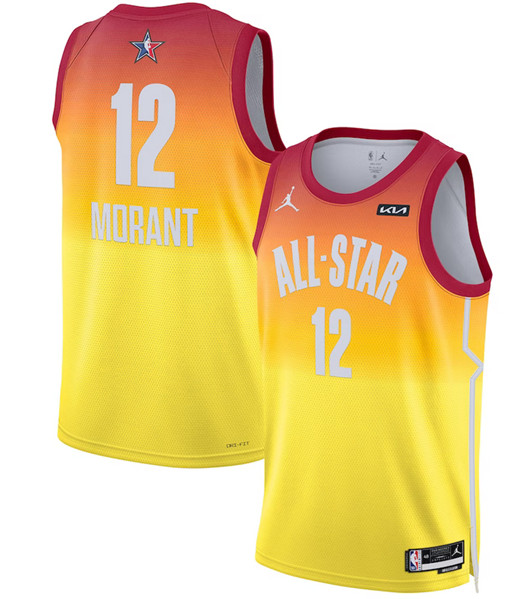 Men’s 2023 All-Star #12 Ja Morant Orange Game Swingman Stitched Basketball Jersey