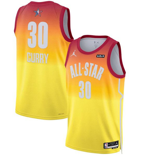 Men’s 2023 All-Star #30 Stephen Curry Orange Game Swingman Stitched Basketball Jersey