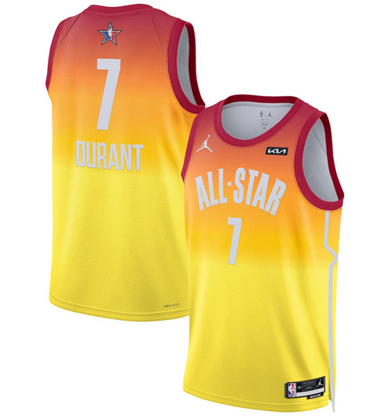 Men’s 2023 All-Star #7 Kevin Durant Orange Game Swingman Stitched Basketball Jersey