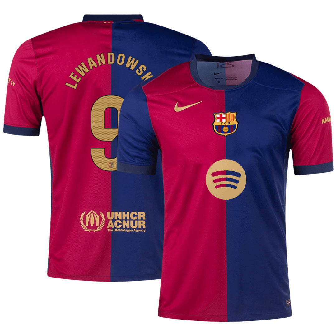 LEWANDOWSKI #9 Barcelona Home Spotify Logo Without Text Jersey 2024/25