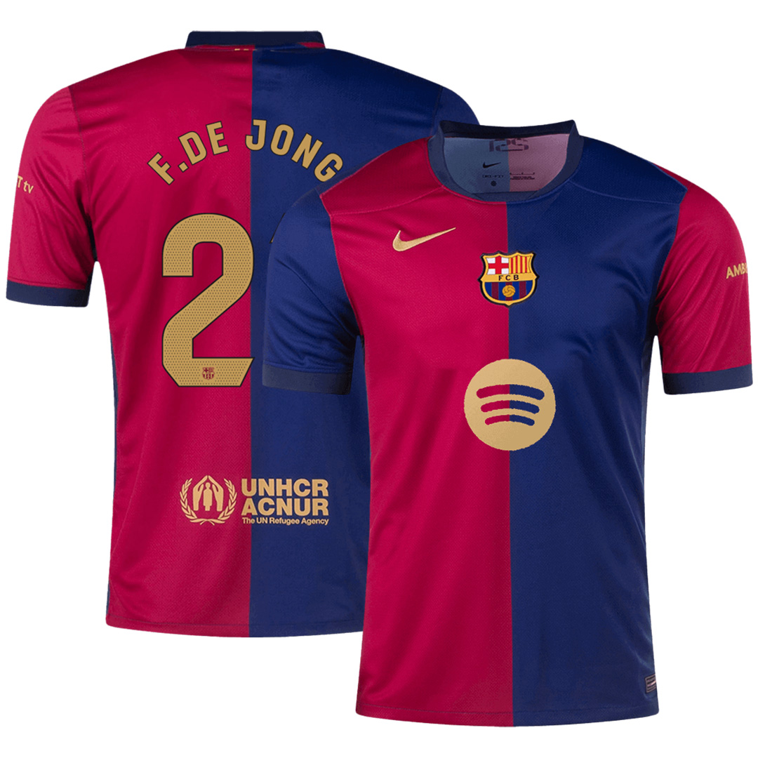 F.DE JONG #21 Barcelona Home Spotify Logo Without Text Jersey 2024/25