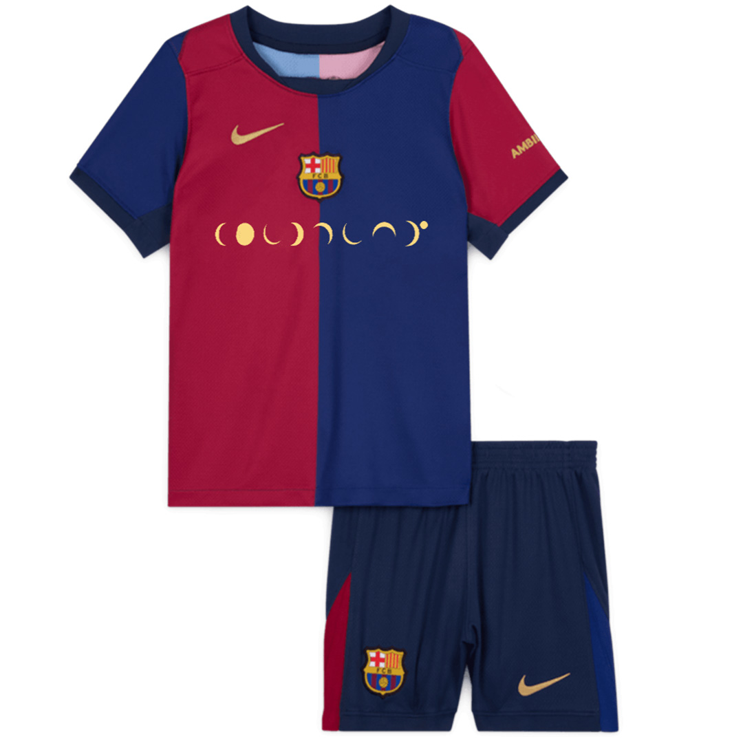 Kids Barcelona x Coldplay Home Jersey Kit 202425