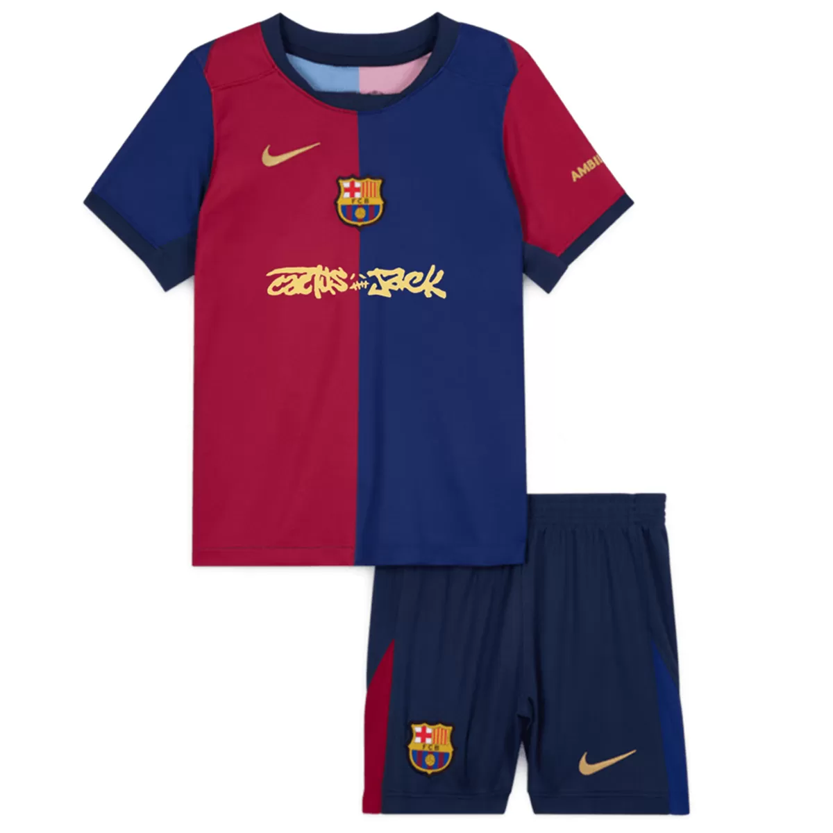 Kids Barcelona x Travis Scott Cactus Jack Home Kit 2024/25