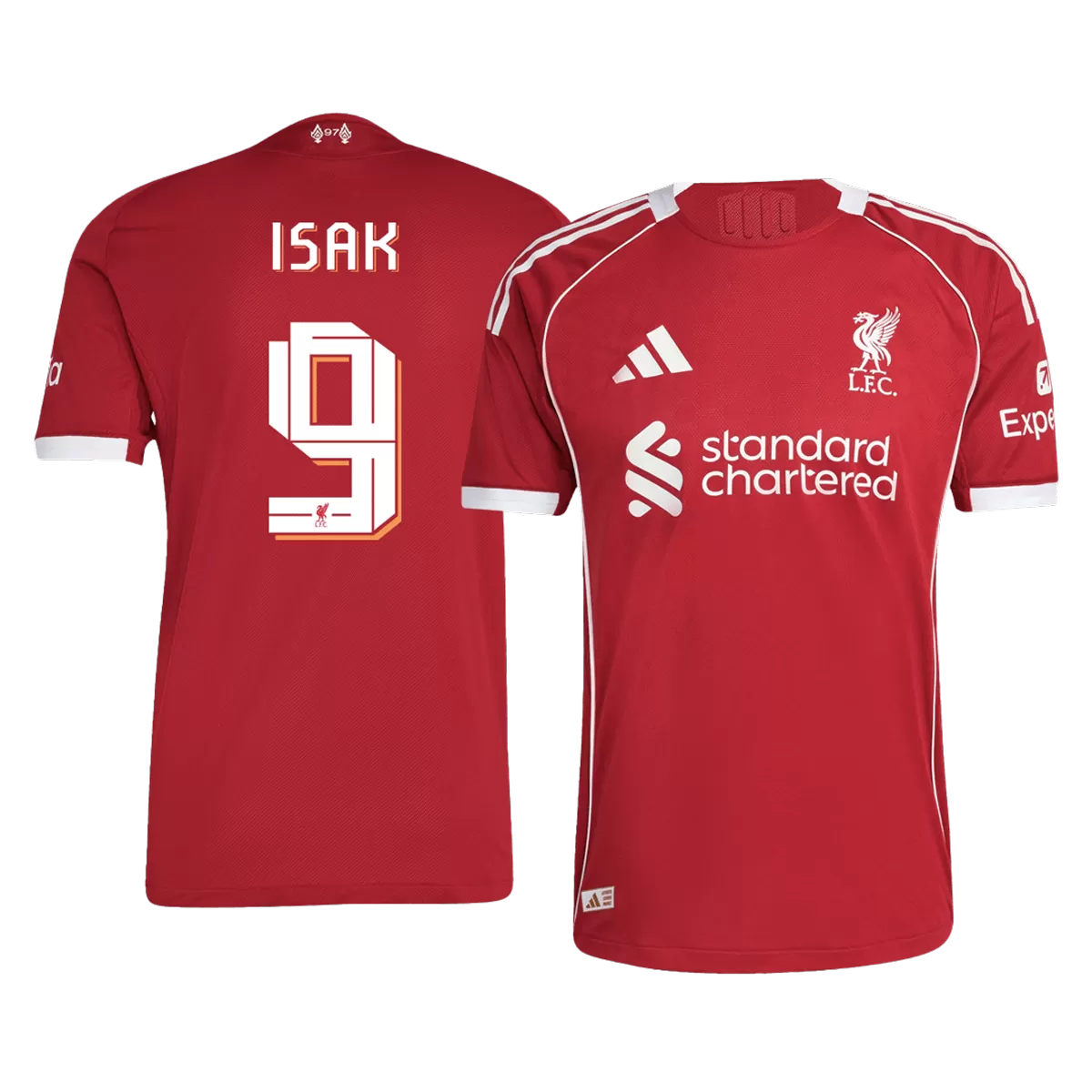 ISAK #9 Liverpool Home Match Jersey Player Version 2025/26 - UCL Font