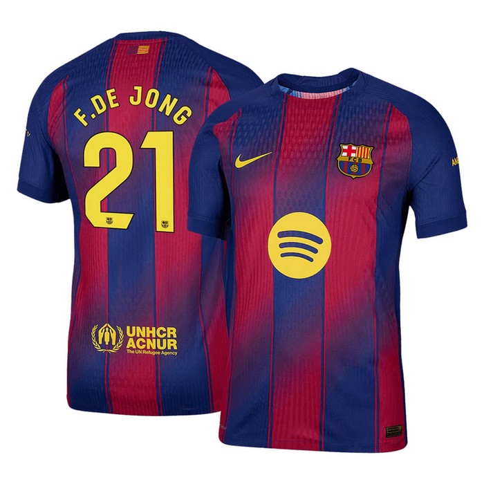 F.DE JONG #21 Barcelona Home Match Jersey Player Version 2025/26