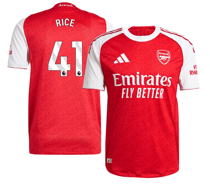RICE #41 Arsenal Home Match Jersey Player Version 2025/26